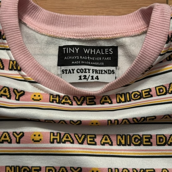 Tiny Whales | Striped “Have a Nice Day” Crewneck | Girls size 12/14 - Picture 2 of 4